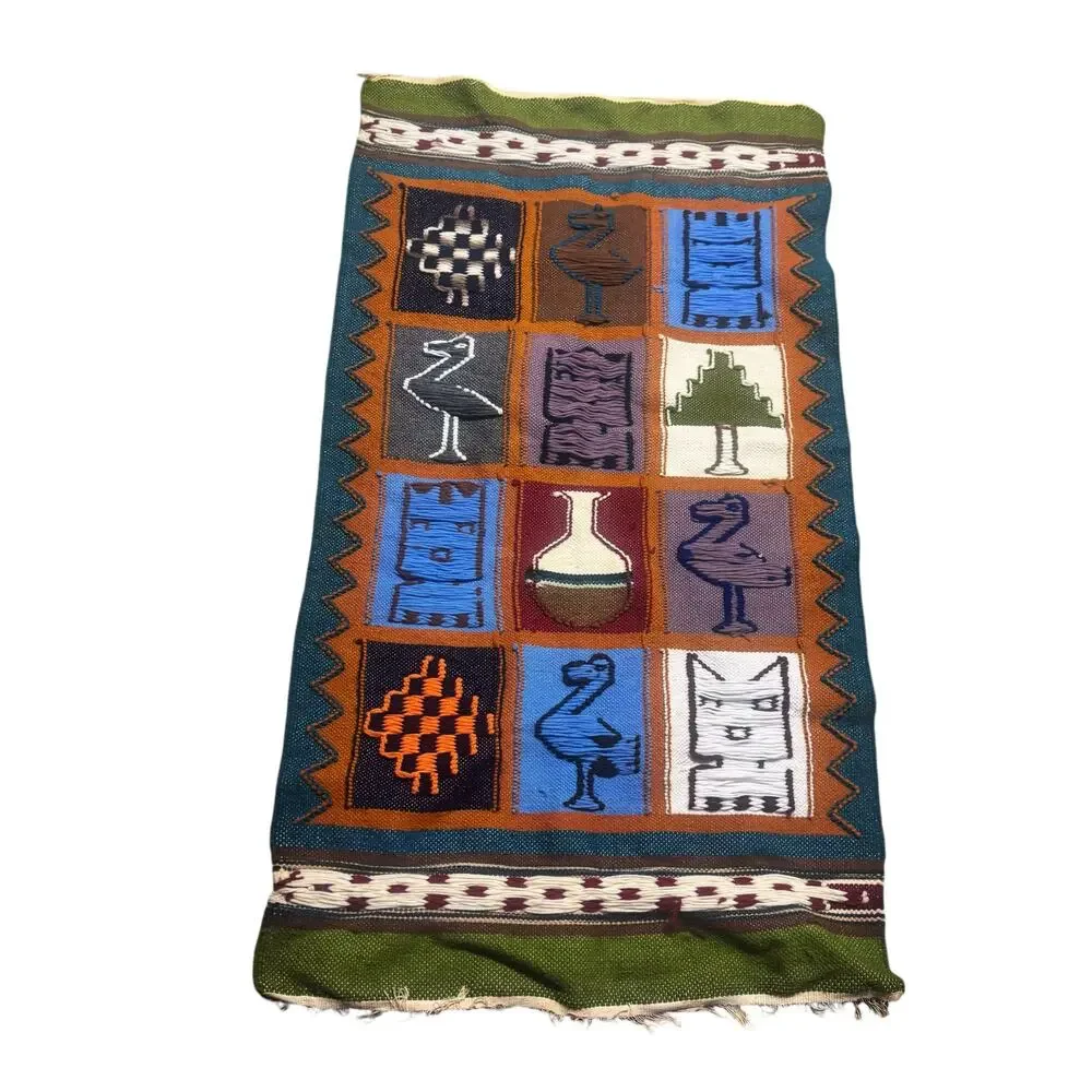 Vintage Hand Made Wall Tapestry Woolen Woven Tapestry Size 25”X46” NEW